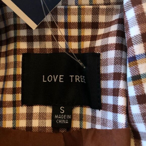 NEW Love Tree Plaid Versona Light Academia, Preppy Open Front Boyfriend Jkt Sz S - Picture 9 of 16